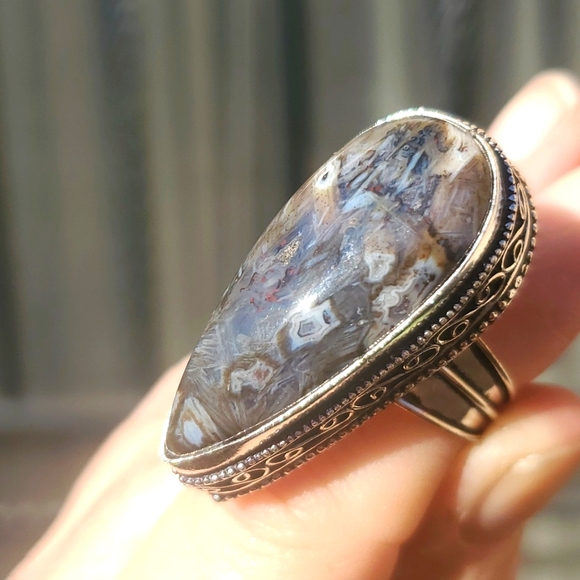 New Stick Agate 925 Silver Statement Ring. - Picture 16 of 16
